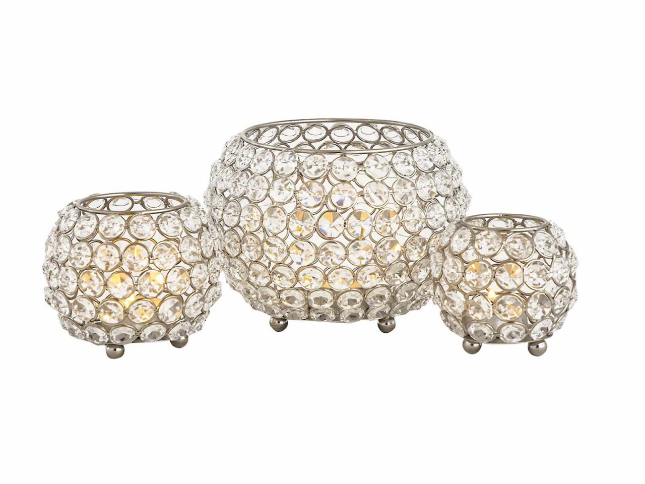 Kandelaar Stollik Kristalglas Zilver Ø15 cm - Set van 24 - Afbeelding 2