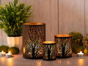 Waxinelichthouder Feintos Zwart - Set van 3