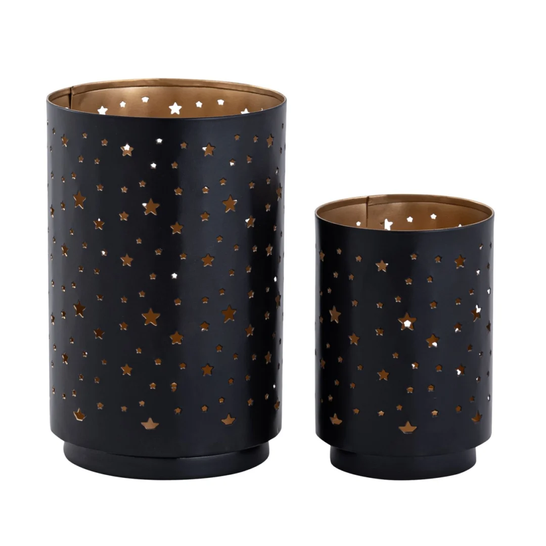 Kandelaar Taakoro Zwart Ø8 cm - Set van 2 - Afbeelding 2