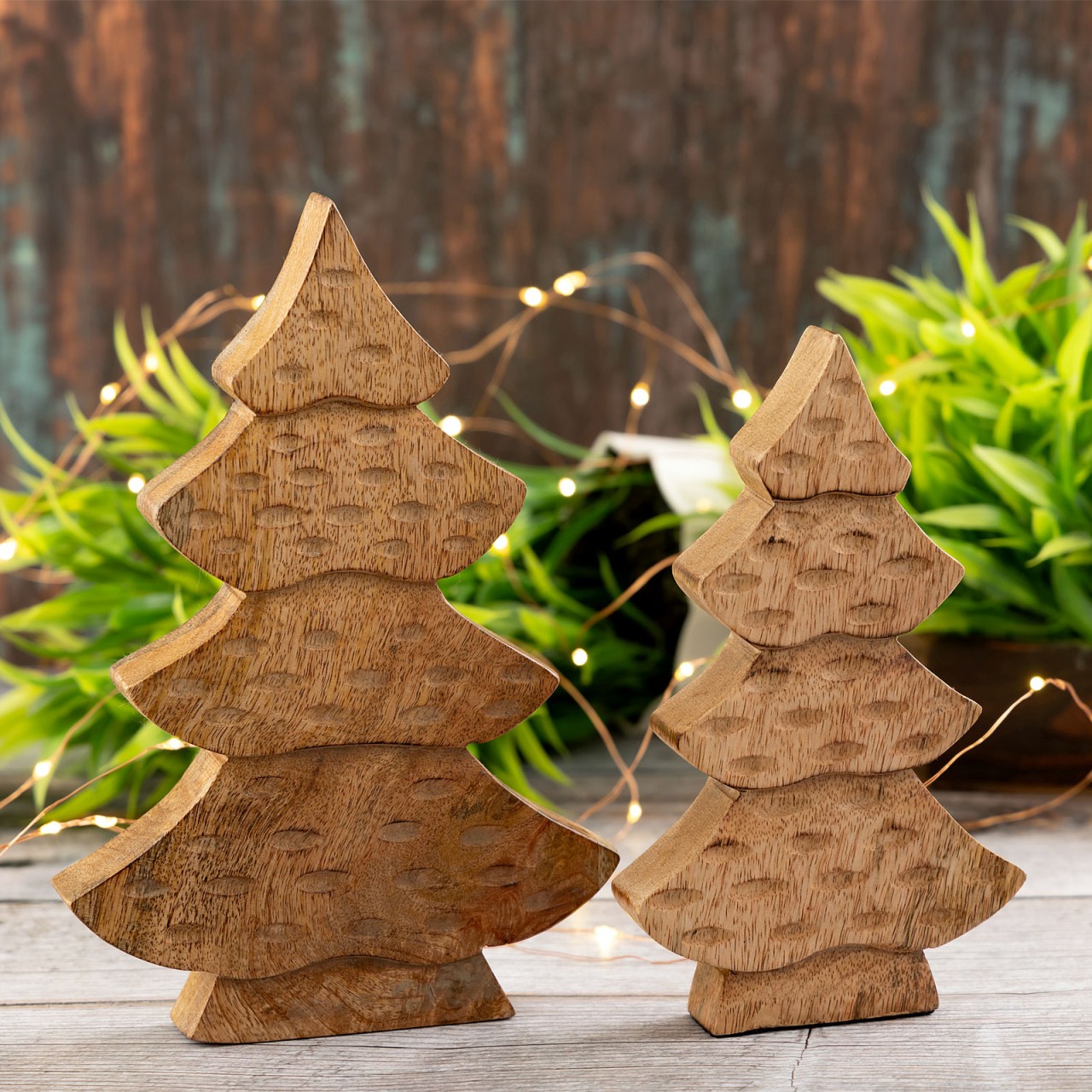 Beeld Vaunsin Hout - Set van 2
