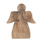 Beeld Colura Hout: handgemaakte houten engel van gerecycled mangohout met natuurlijke afwerking
