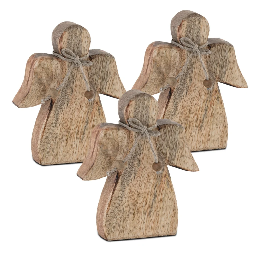 Beeld Leesora Hout: handgemaakte decoratie van gerecycled mangohout met natuurlijke kleur en touwdetail