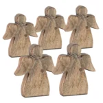 Beeld Seimor Hout geluksengelen van gerecycled mangohout met natuurlijke nerf en touwstrik
