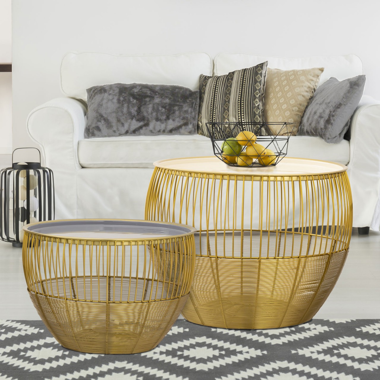 Salontafel Hessas Goud Ø49 cm - Set van 2