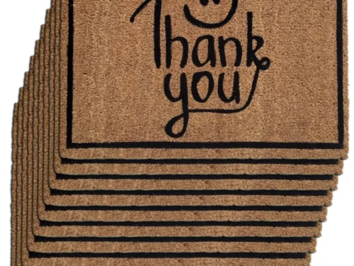 Deurmat Broresta set van 10 kokosmatten 60 x 40 cm met antislip en Thank you-opdruk