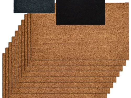 Daurmira deurmat set van 10 kokosmatten met antislip vinylrug, natuurlijke bruine entreevloeren