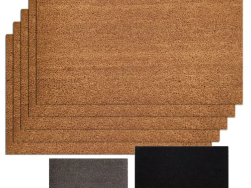 Deurmat Skarmino set van 5 kokosmatten met antislip vinylrug in effen bruin, grijs en zwart