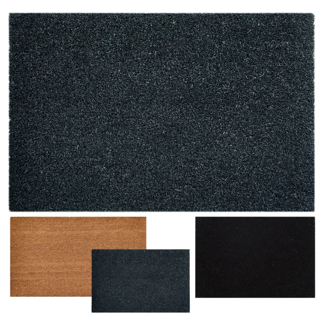 Deurmat Zierdora grijs 100x80 cm, kokosvezel met antislip vinylrug, stevige vuilopvangmat