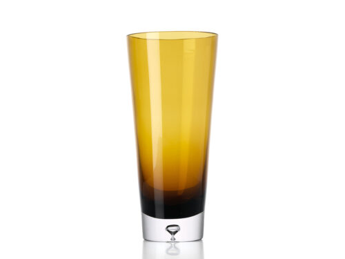 Vaas Klinum Glas Bruin, hoge gerecyclede vaas met bruin-gouden tint en elegante smalle vorm