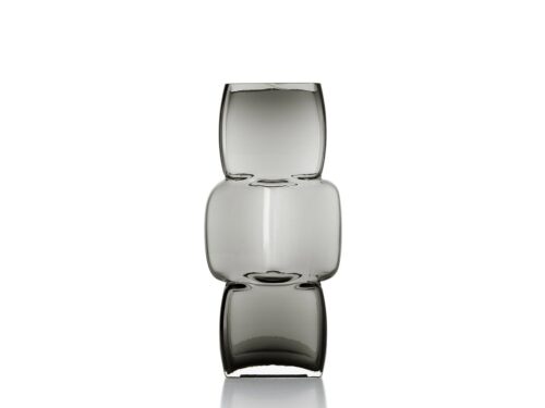 Kubusvaas Coonsine Glas in donkergrijs gerecycled glas met strak, sculpturaal kubusdesign