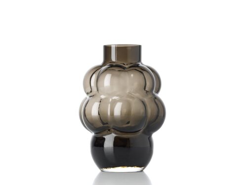 Druivenvaas Brimmora van donkergrijs gerecycled glas met ronde druiventrosvorm