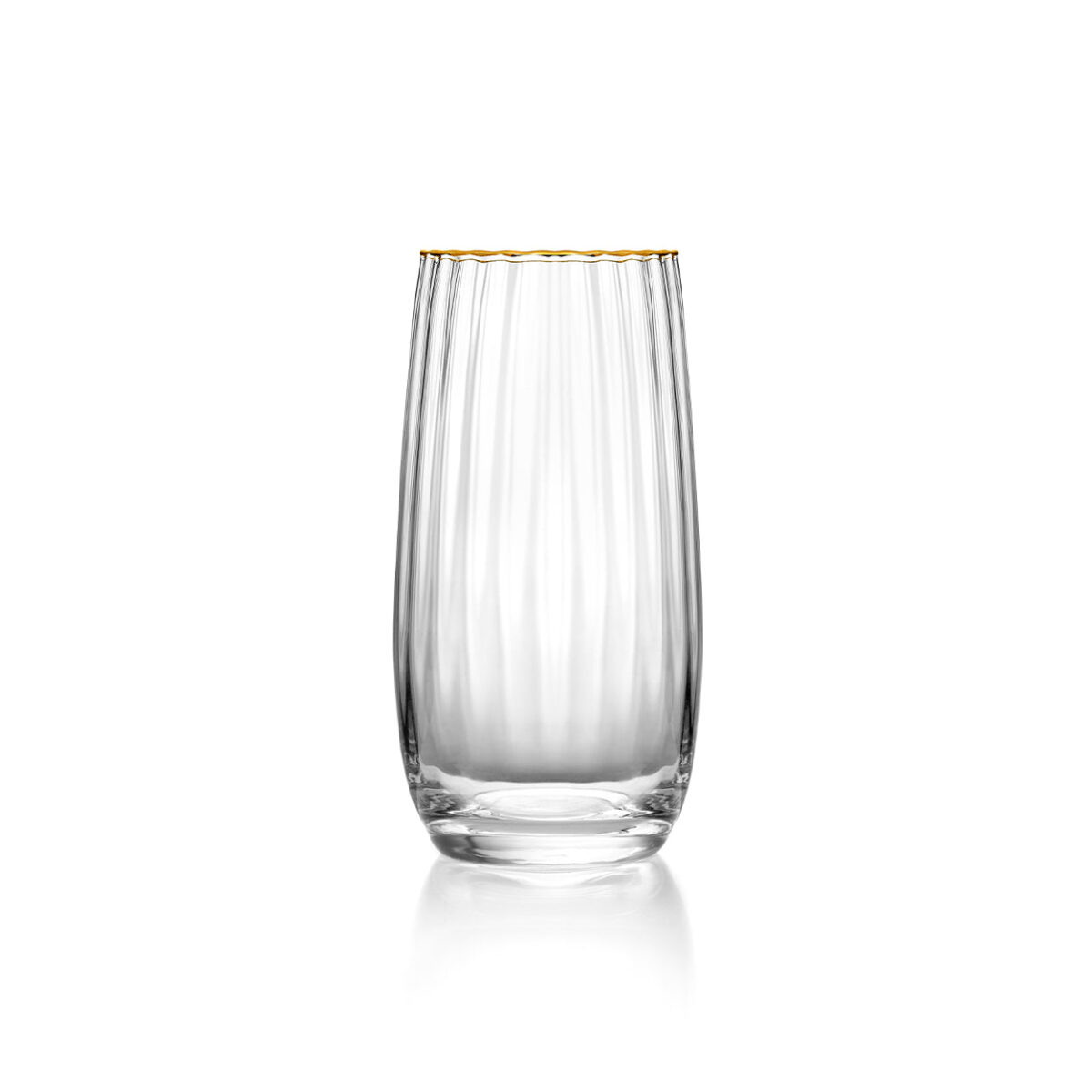 Decoratie Brunnes Glas Naturel, helder gerecycled glas met elegante highball-vorm en gouden rand
