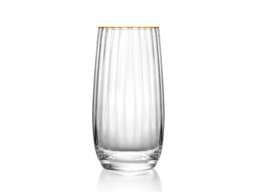 Decoratie Brunnes Glas Naturel, helder gerecycled glas met elegante highball-vorm en gouden rand