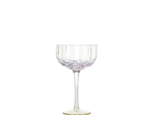 Woonaccessoire Tieldol glas naturel, elegant gerecycled glas met gesculpteerde kelk en lange steel in zacht roze tinten