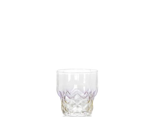 Mok Felvund Glas Naturel, transparant getextureerde tumbler van gerecycled glas met sculpturale vorm en subtiele roze tint