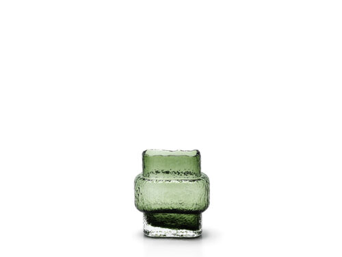 Vaas Dabea Groen van gerecycled glas, compact met handgemaakte bubbels en doorschijnende groene tint