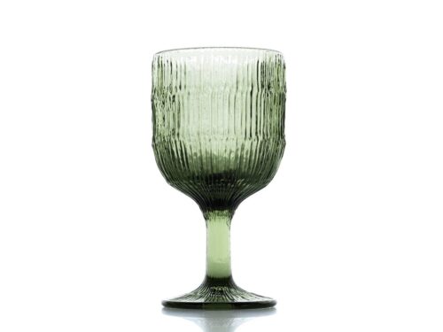 Skaanond drinkglas van groen gerecycled glas met rimpelpatroon en stevige voet