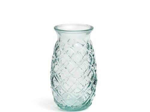 Ananasglas Lucca Glas Blauw van gerecycled glas met opvallende ananasvorm en frisse transparante look
