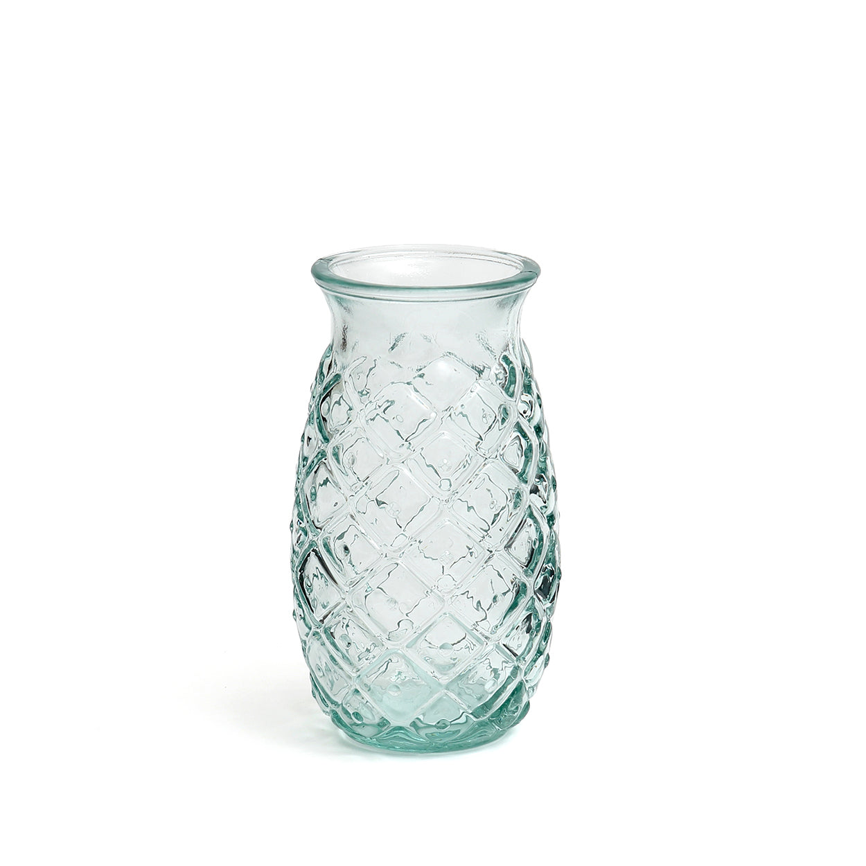 Ananasglas Lucca Glas Blauw van gerecycled glas met opvallende ananasvorm en frisse transparante look