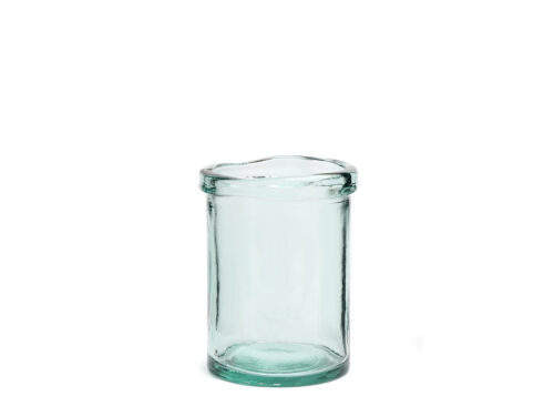 Vaas Traubena Glas Blauw van gerecycled glas, compact en helder blauw met organische rand