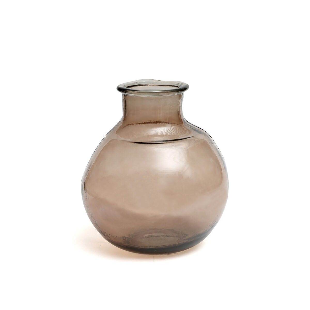 Vaas Zausas Glas Beige van gerecycled glas met organische bubbelvorm en transparante, warme uitstraling