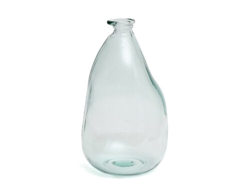 Vaas Staavek glas blauw van gerecycled glas met slanke, gebogen vorm en elegante transparantie