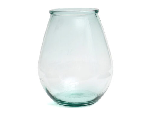 Vaas Breda van blauw gerecycled glas met strak silhouet en ronde, moderne vorm
