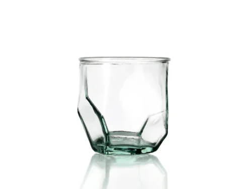 Grorino blauw gerecycled glas met hoekige vorm en moderne, origami-geïnspireerde uitstraling
