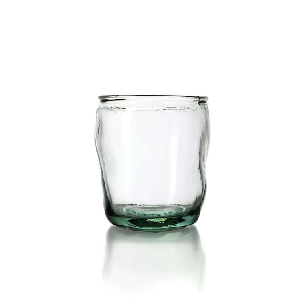Woonaccessoire Sindy blauw glas, slank gerecycled ontwerp met glanzend oppervlak