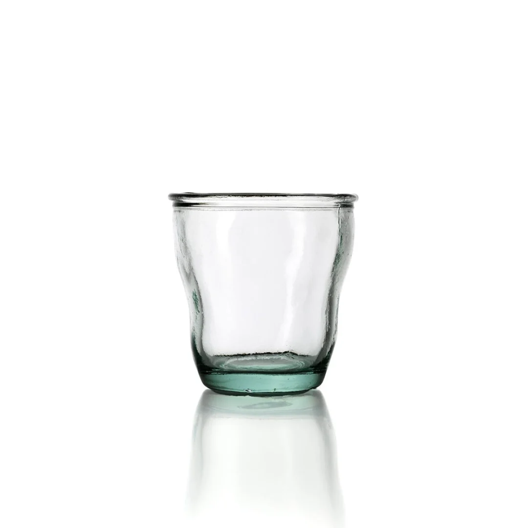 Woonaccessoire Keillura glas, helder met blauwgerecyclede basis, compact en verfijnd