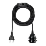 Vloerlamp Roma zwart met snoer, stekker en E27-fitting voor een strakke, rustige uitstraling