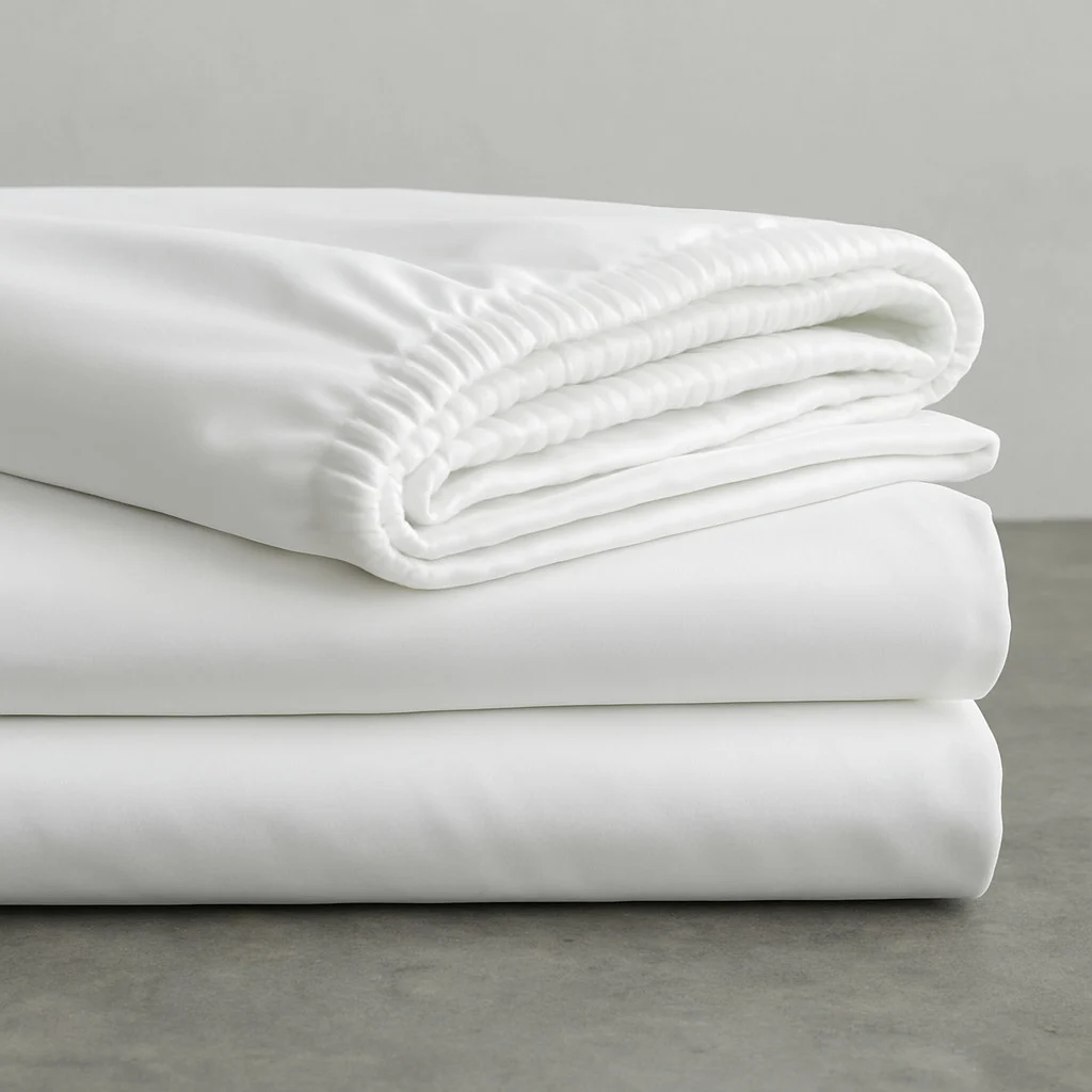 Wit hoeslaken Flerdio van percale katoen, strak gevouwen met gladde, frisse afwerking en elastische rand