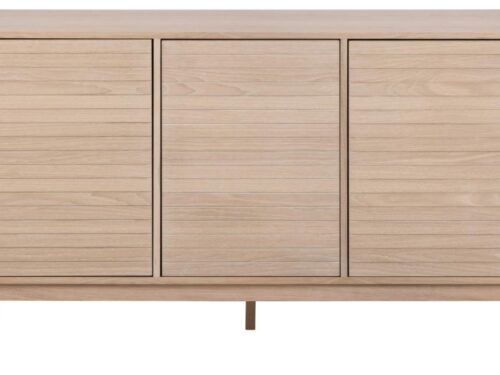 Dressoir Rausel Wit 135,4 cm met geolied eikenfineer en drie deuren voor stijlvolle opbergruimte