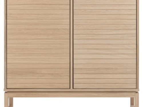 Kast Kunda wit 90,8 cm dressoir met geolied eikenfineer, twee deuren en strakke poten