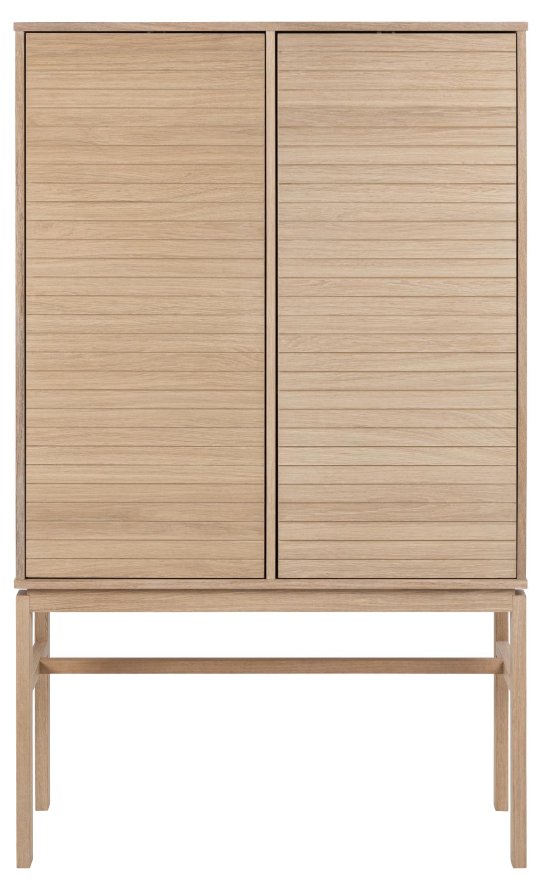 Kast Kunda wit 90,8 cm dressoir met geolied eikenfineer, twee deuren en strakke poten