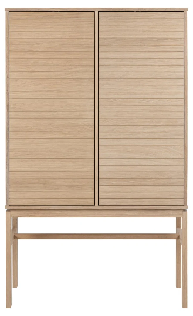 Kast Kunda wit 90,8 cm dressoir met geolied eikenfineer, twee deuren en strakke poten