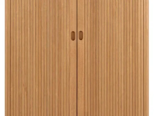 Kast Flaandira Naturel 80 cm met eikenfineer, roldeuren en warme houten afwerking