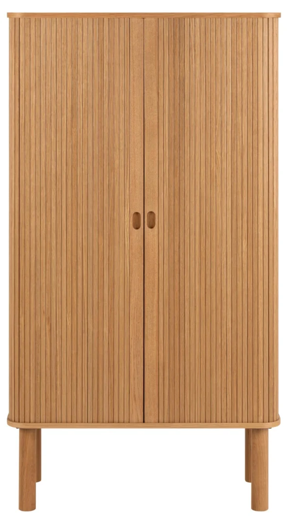 Kast Flaandira Naturel 80 cm met eikenfineer, roldeuren en warme houten afwerking