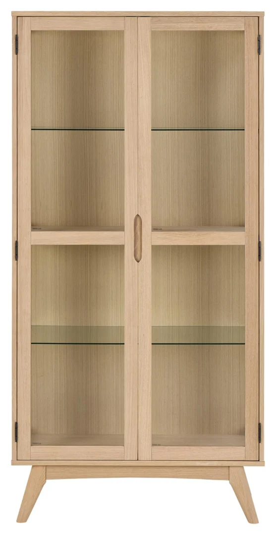 Vitrinekast Falik Wit 94 cm met twee glazen deuren, houten afwerking en verstelbare planken
