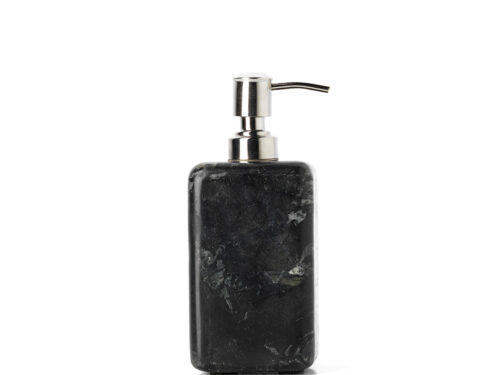 Woonaccessoire Rasson marmeren zeepdispenser in zwart met strakke zilverkleurige pomp