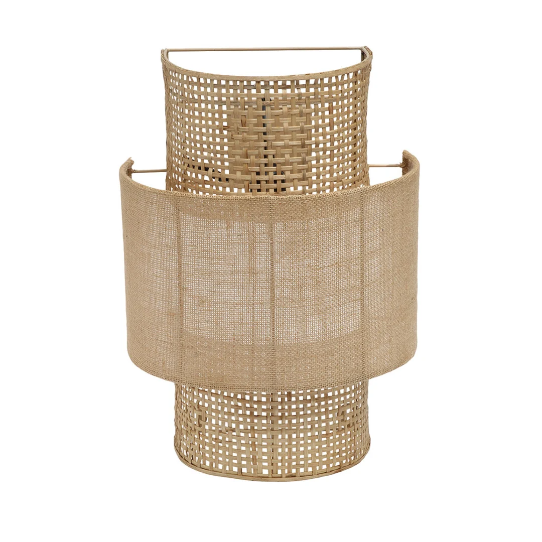 Wandlamp Slauben rotan met naturel gevlochten kap en zachte sfeerverlichting