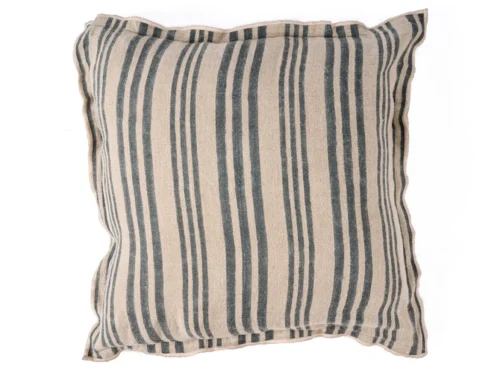 Kussenhoes Zumo Naturel 50x50 cm met beige en zwarte strepen, linnenlook en zachte luxe uitstraling