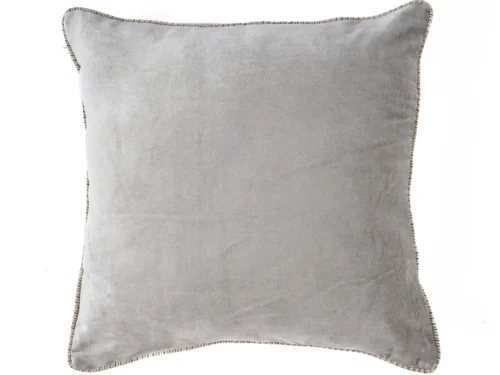 Kussenhoes Kaarmena grijs 50x50 cm van fluweel met zachte glans en sierlijke randafwerking