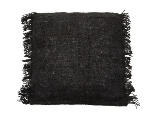 Kussenhoes Kannone marineblauw 60x60 cm, zachte katoenstructuur met speelse franjes en luxe textuur