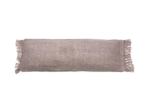 Kussenhoes Kermino Grijs 35 x100 cm van katoen met handgemaakte textuur en boho-franjes