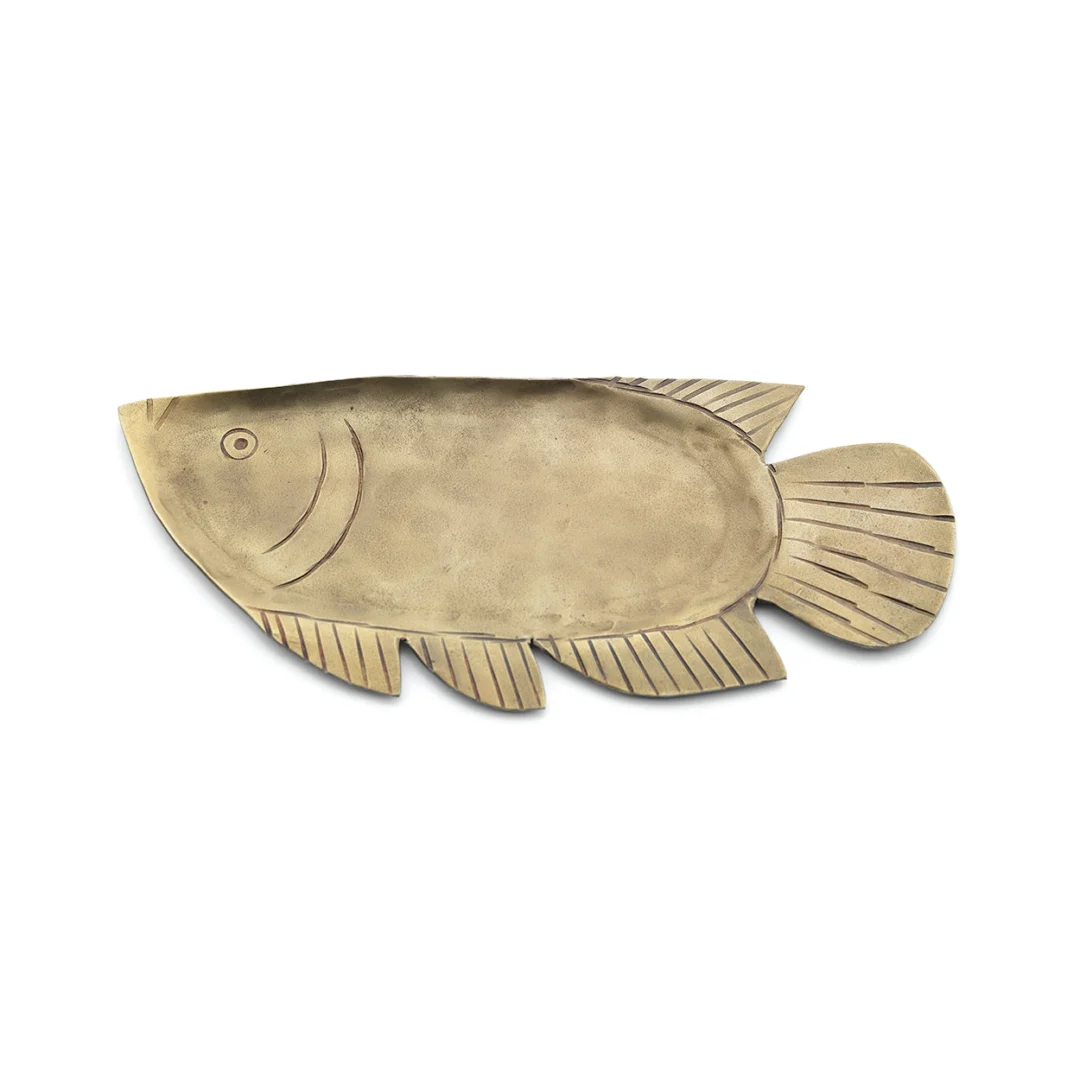 Dienblad Juvio Goud in visvorm, messing met goudkleurige afwerking voor decoratief serveren