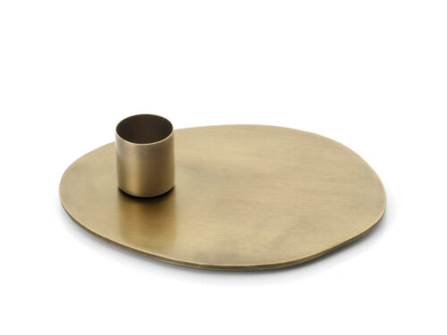 Kaarsenhouder Vuras metaal goud met ronde basis en compacte cilinderhouder