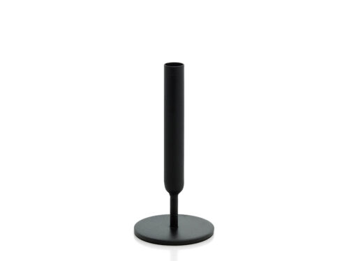 Vaas Sardone Zwart, slanke messing vaas met ronde voet in modern minimalistisch design
