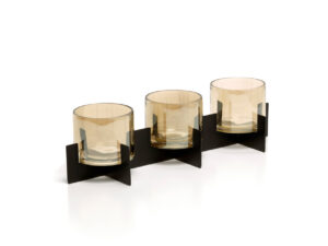 Kandelaar Vientis Glas Zwart - Set van 3