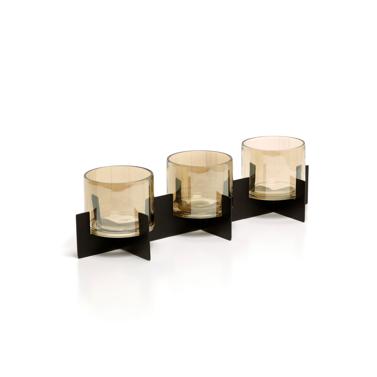 Kandelaar Vientis Glas Zwart - Set van 3